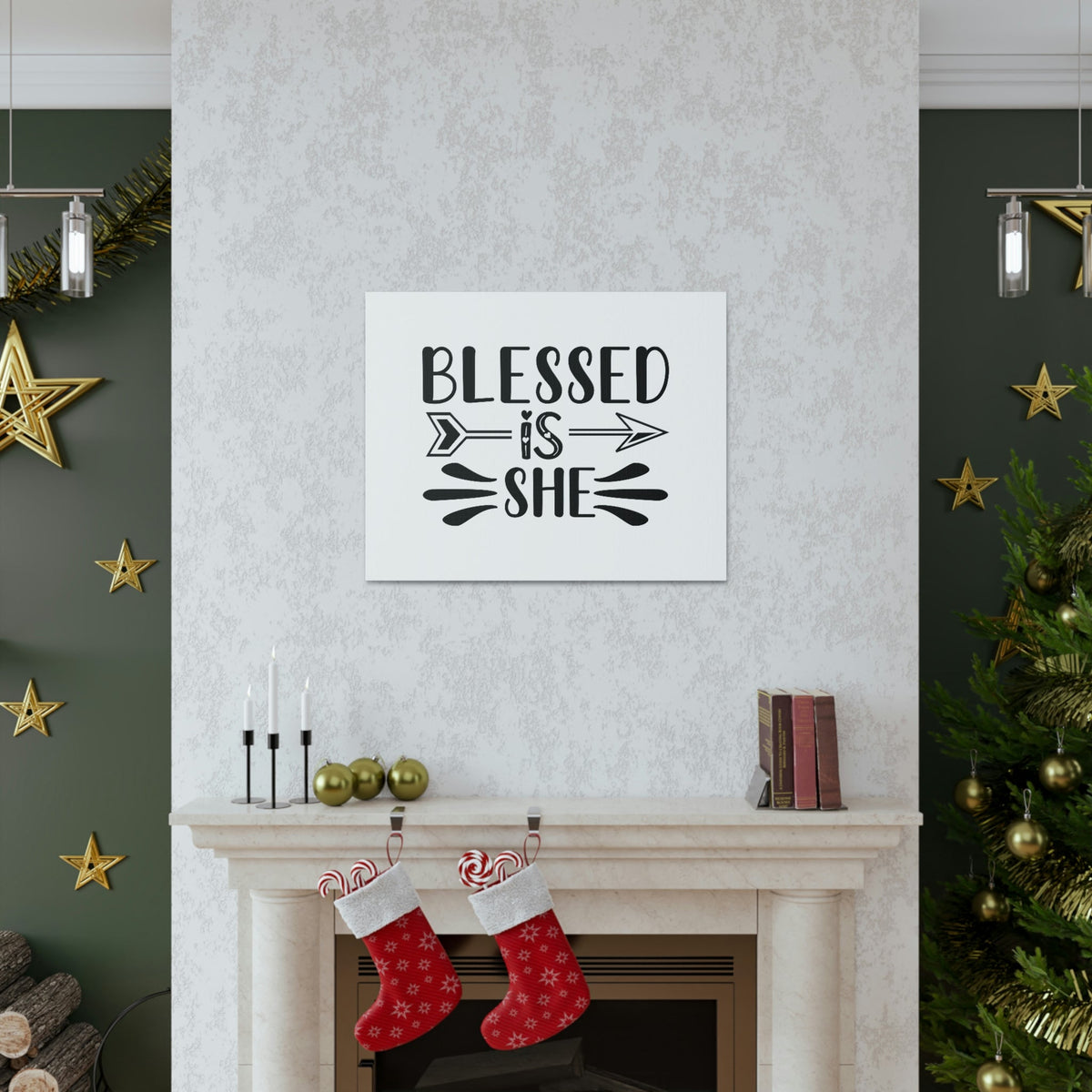 Scripture Walls Blessed Is She Luke 1:45 Right Arrow Christian Wall Art Bible Verse Print Ready to Hang Unframed-Express Your Love Gifts