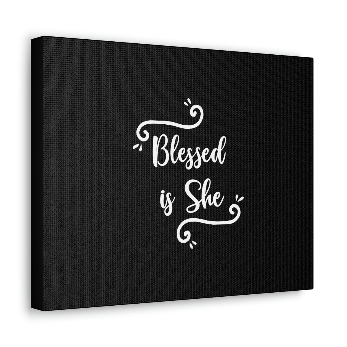 Scripture Walls Blessed Is She Luke 1:45 White Cursive Christian Wall Art Bible Verse Print Ready to Hang Unframed-Express Your Love Gifts