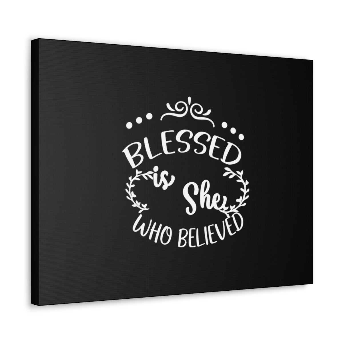 Scripture Walls Blessed Is She Who Believed Luke 1:45 Black Christian Wall Art Bible Verse Print Ready to Hang Unframed-Express Your Love Gifts