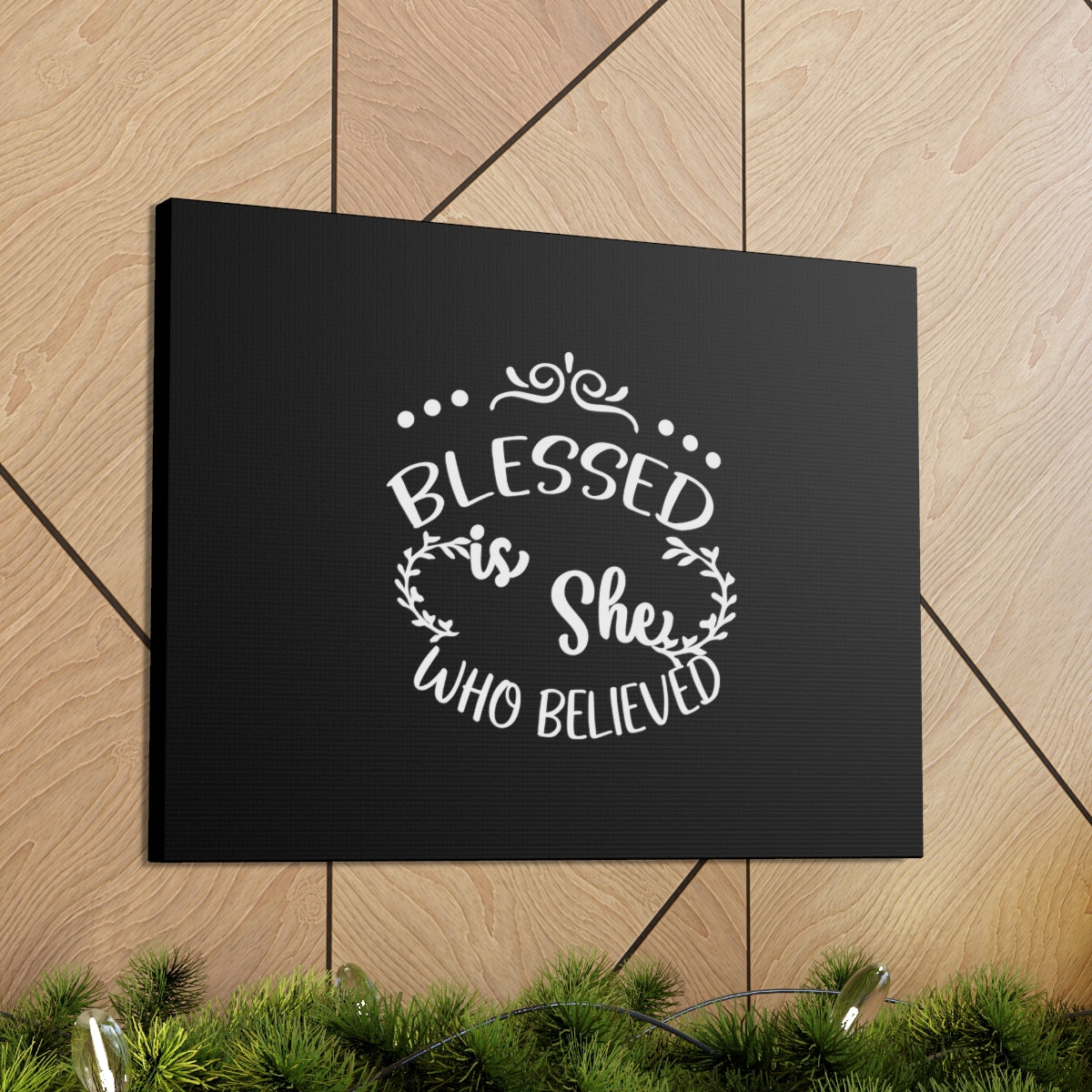 Scripture Walls Blessed Is She Who Believed Luke 1:45 Black Christian Wall Art Bible Verse Print Ready to Hang Unframed-Express Your Love Gifts
