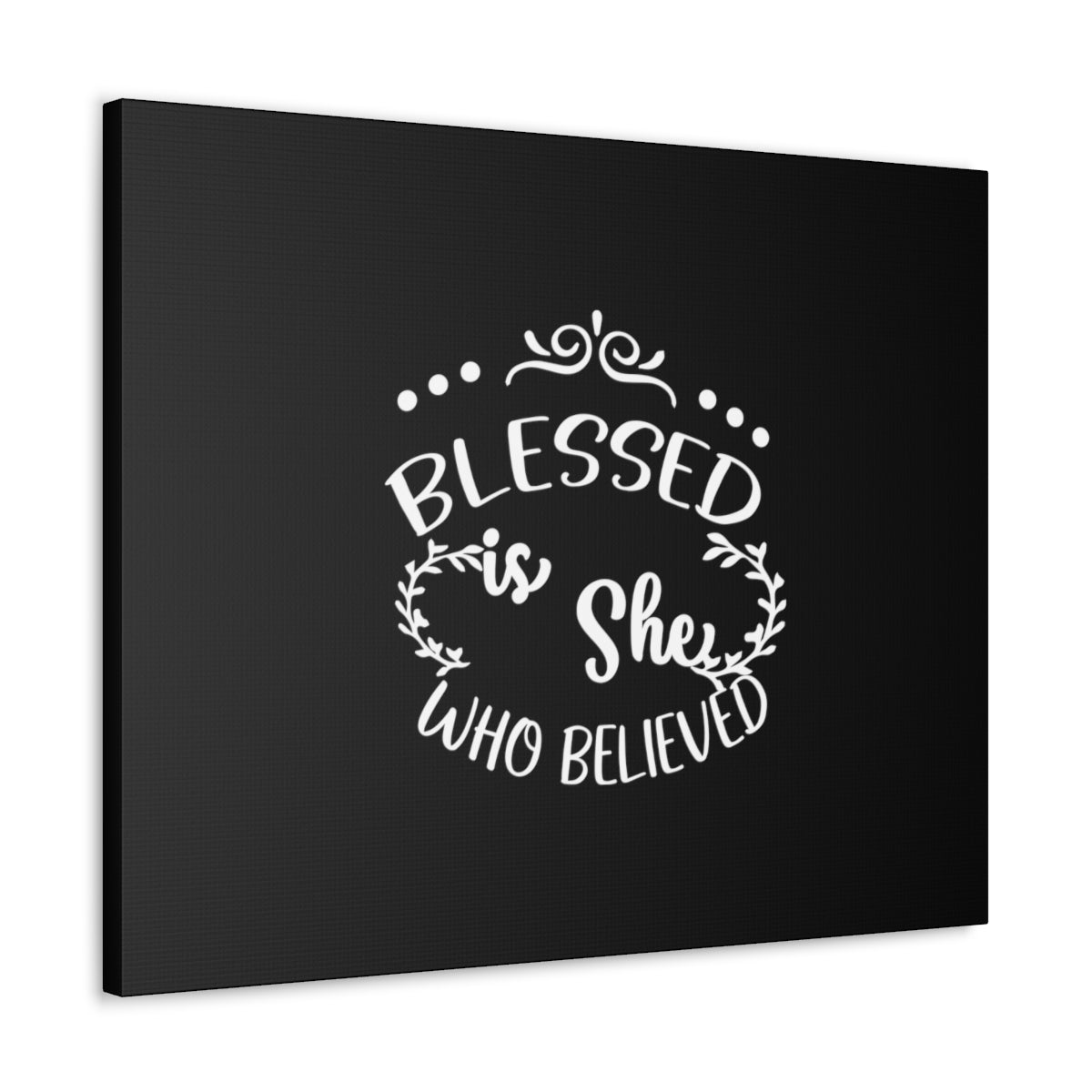 Scripture Walls Blessed Is She Who Believed Luke 1:45 Black Christian Wall Art Bible Verse Print Ready to Hang Unframed-Express Your Love Gifts