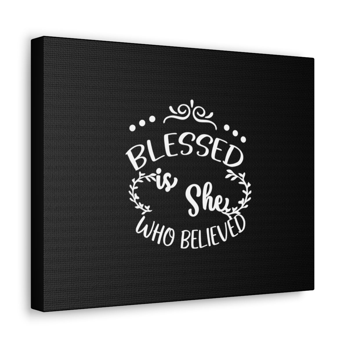 Scripture Walls Blessed Is She Who Believed Luke 1:45 Black Christian Wall Art Bible Verse Print Ready to Hang Unframed-Express Your Love Gifts