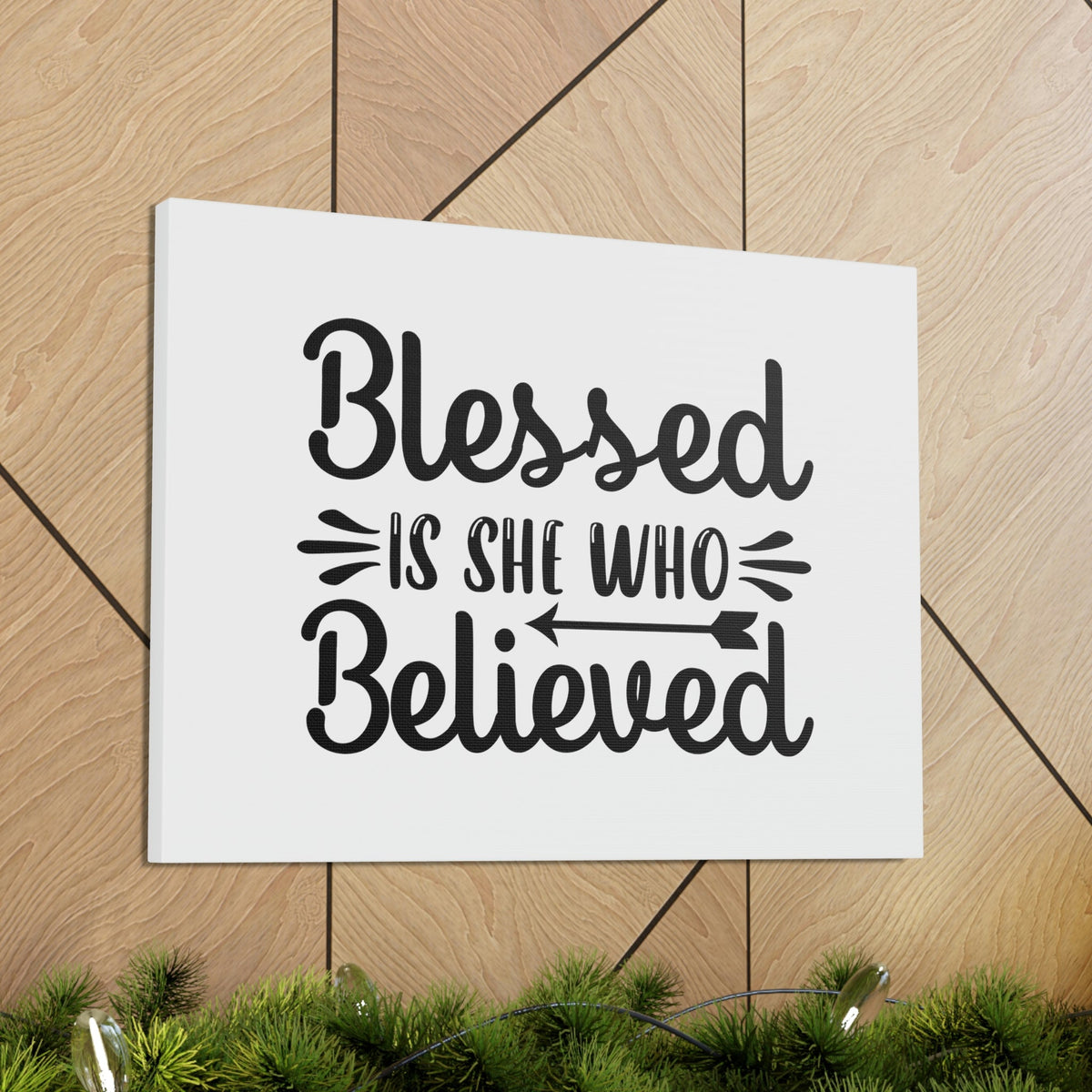 Scripture Walls Blessed Is She Who Believed Luke 1:45 Left Arrow Christian Wall Art Bible Verse Print Ready to Hang Unframed-Express Your Love Gifts
