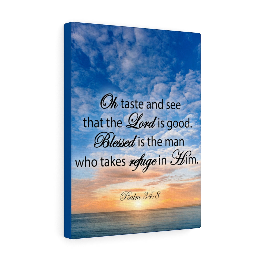 Scripture Walls Blessed is The Man Psalm 34:8 Bible Verse Canvas Christian Wall Art Ready to Hang Unframed-Express Your Love Gifts