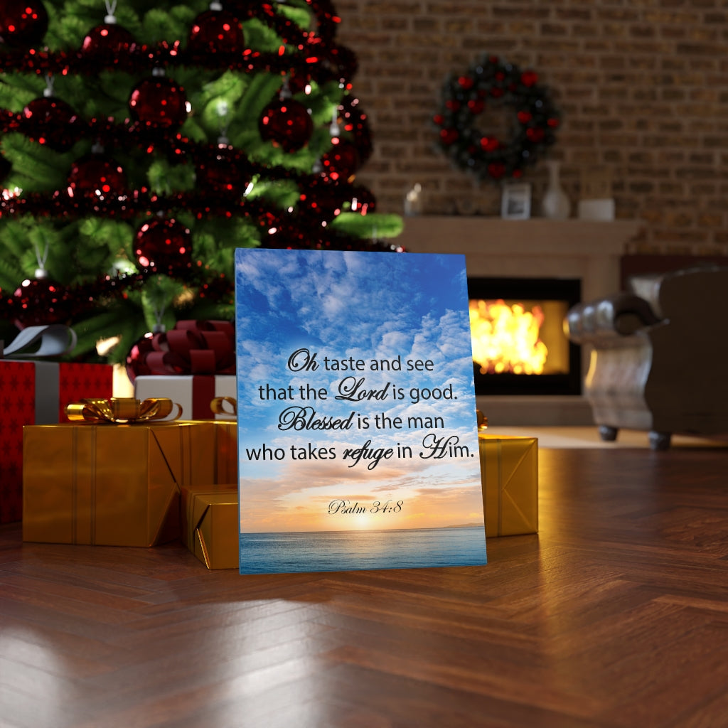 Scripture Walls Blessed is The Man Psalm 34:8 Bible Verse Canvas Christian Wall Art Ready to Hang Unframed-Express Your Love Gifts