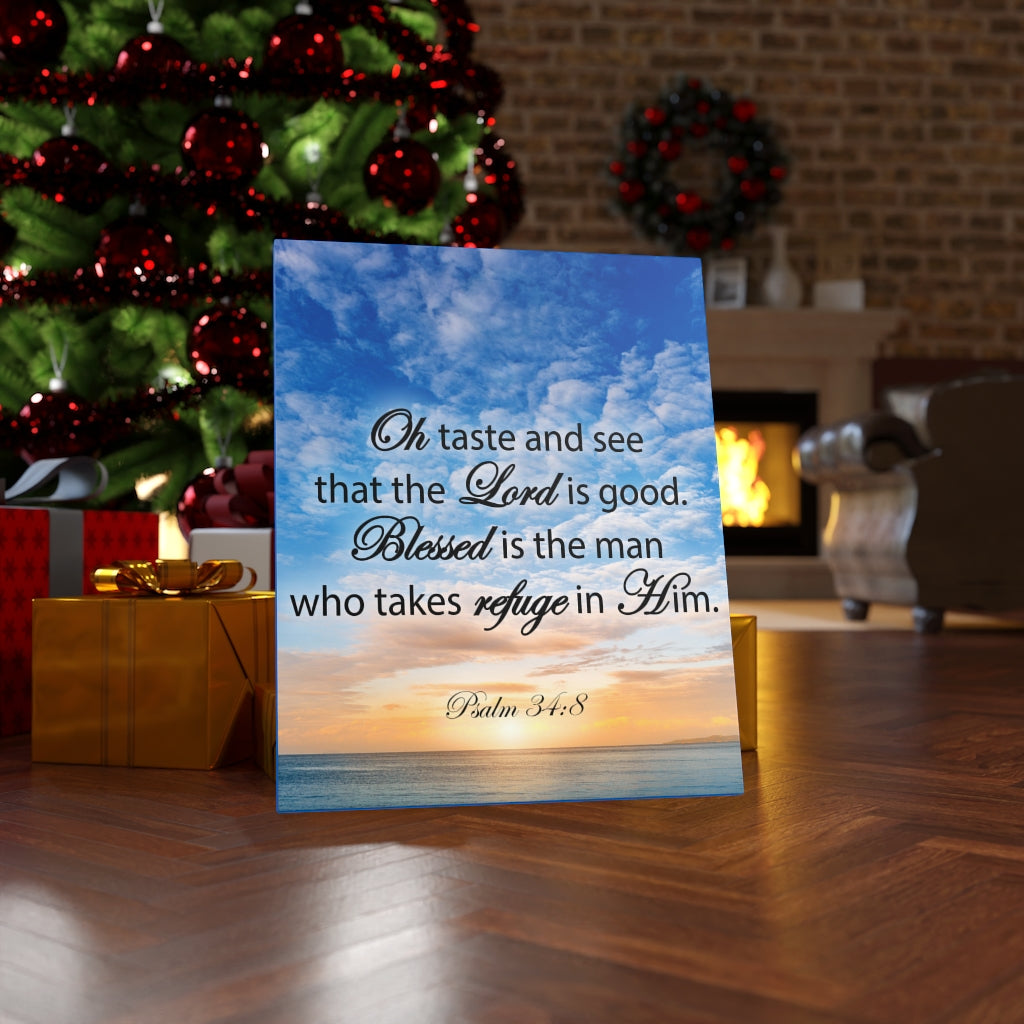 Scripture Walls Blessed is The Man Psalm 34:8 Bible Verse Canvas Christian Wall Art Ready to Hang Unframed-Express Your Love Gifts
