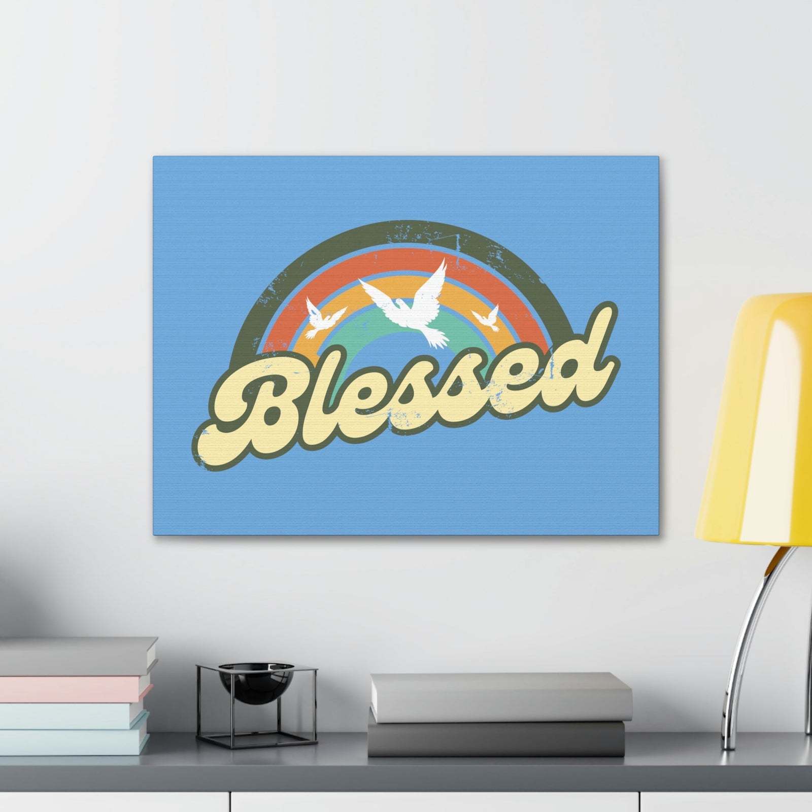 Scripture Walls Blessed Jeremiah 17:7 Three Doves Rainbow Christian Wall Art Bible Verse Print Ready to Hang Unframed-Express Your Love Gifts