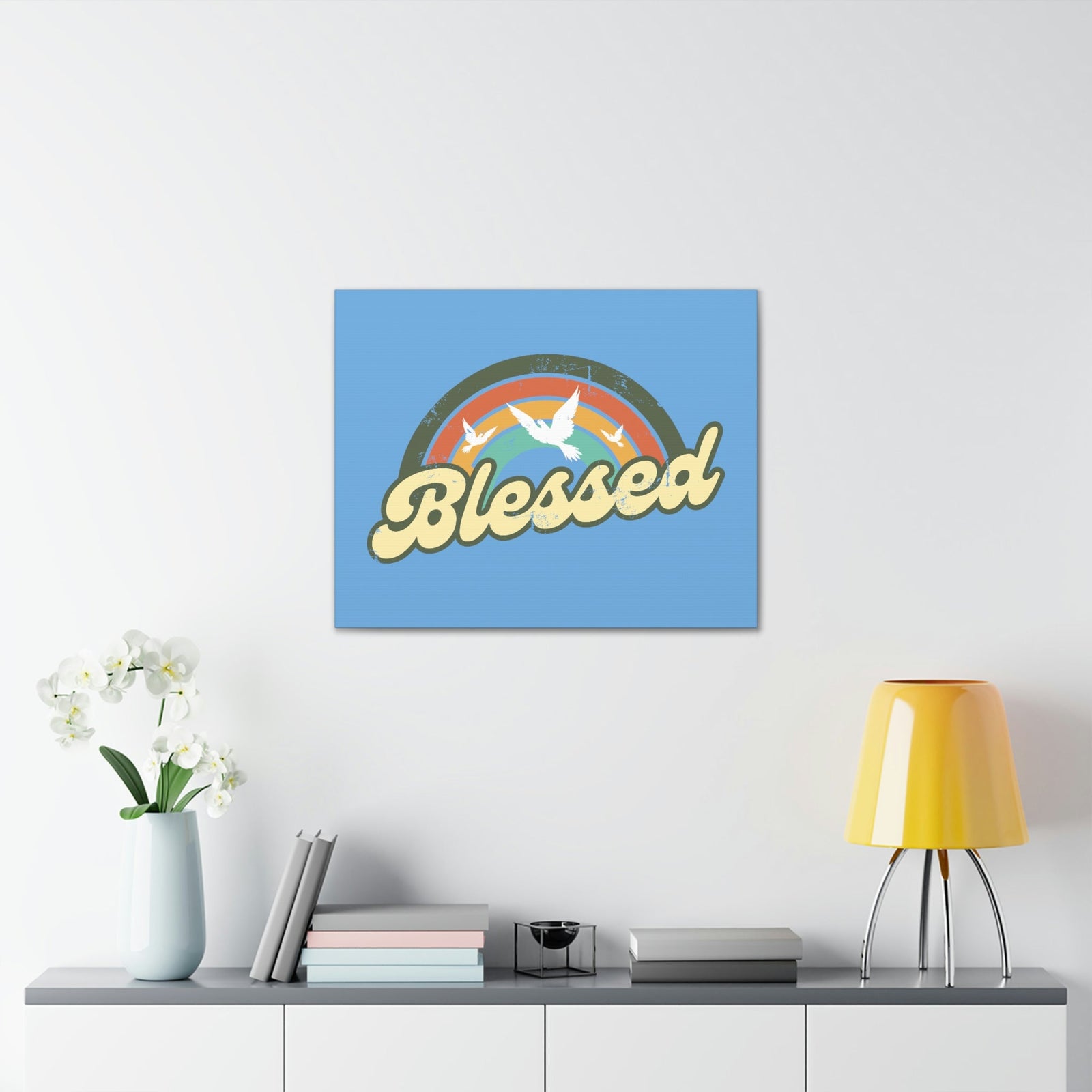Scripture Walls Blessed Jeremiah 17:7 Three Doves Rainbow Christian Wall Art Bible Verse Print Ready to Hang Unframed-Express Your Love Gifts