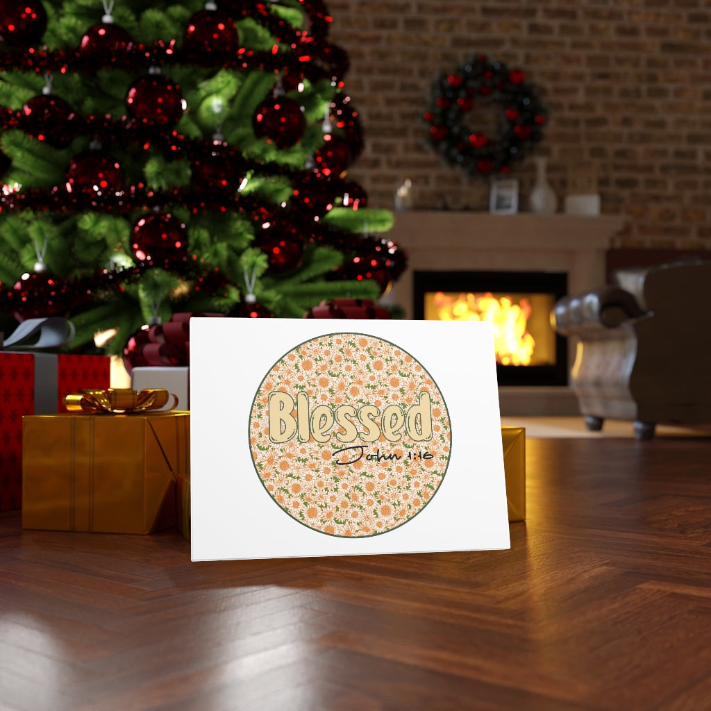 Scripture Walls Blessed John 1:16 Flower Circle Bible Verse Canvas Christian Wall Art Ready to Hang Unframed-Express Your Love Gifts