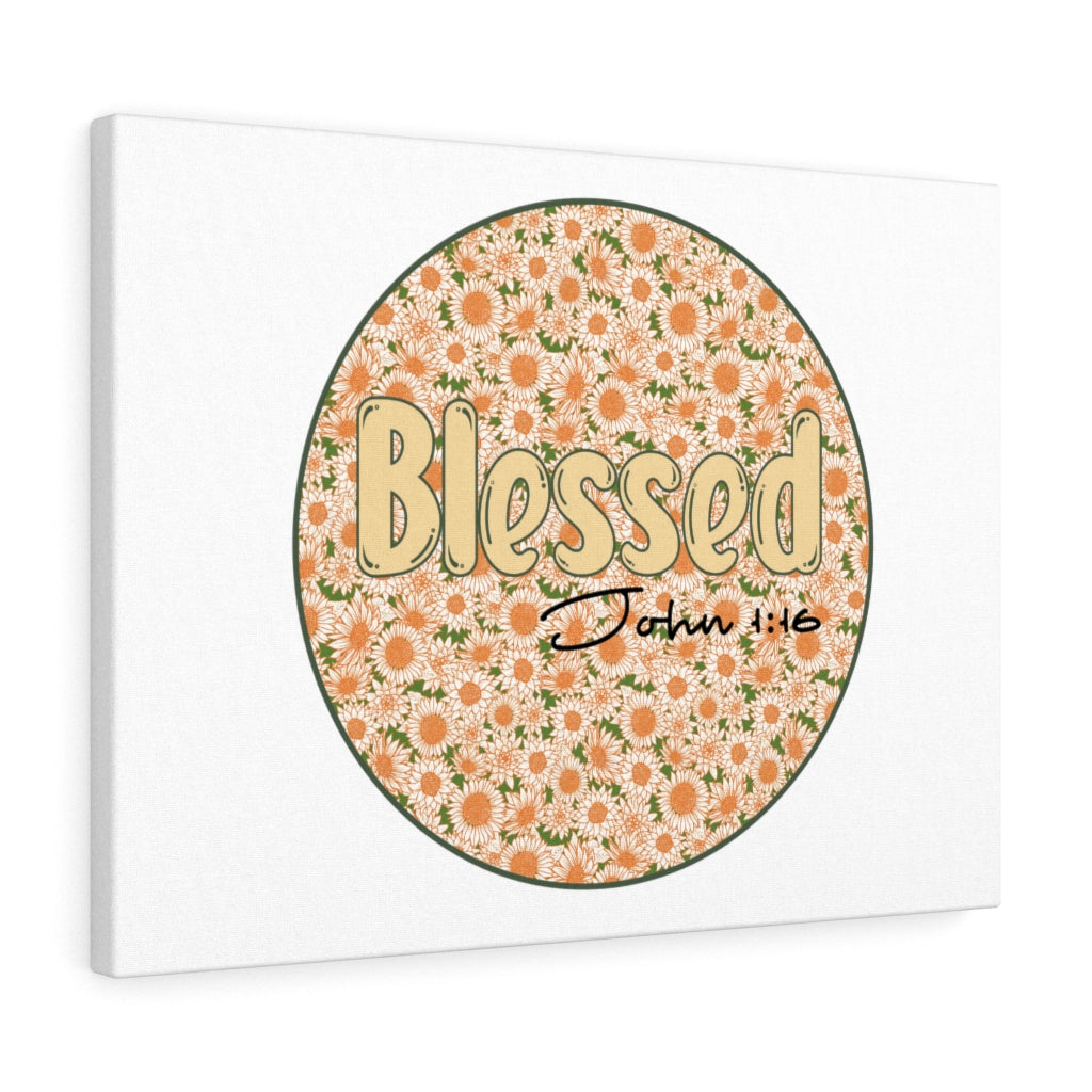 Scripture Walls Blessed John 1:16 Flower Circle Bible Verse Canvas Christian Wall Art Ready to Hang Unframed-Express Your Love Gifts