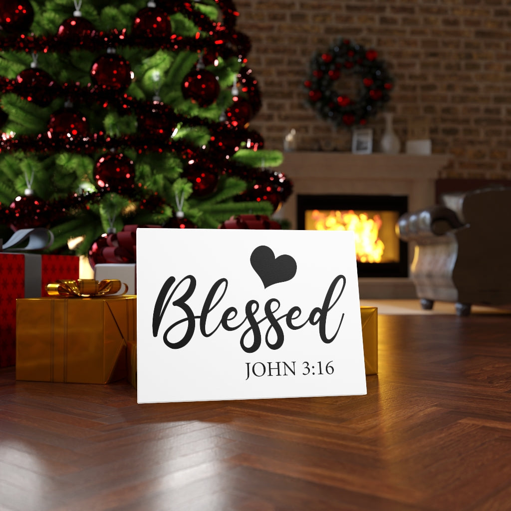 Scripture Walls Blessed John 3:16 Bible Verse Canvas Christian Wall Art Ready to Hang Unframed-Express Your Love Gifts