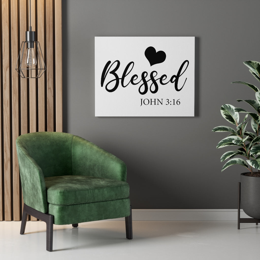 Scripture Walls Blessed John 3:16 Bible Verse Canvas Christian Wall Art Ready to Hang Unframed-Express Your Love Gifts