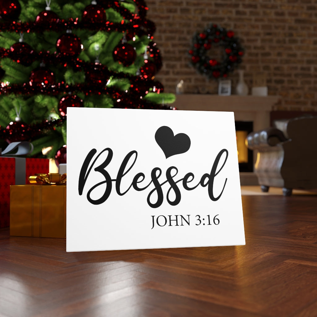 Scripture Walls Blessed John 3:16 Bible Verse Canvas Christian Wall Art Ready to Hang Unframed-Express Your Love Gifts