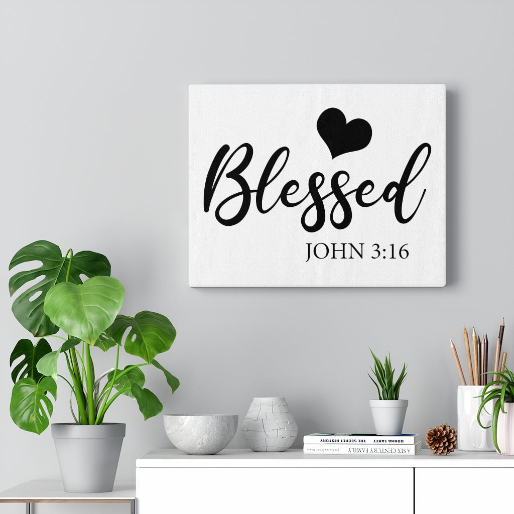 Scripture Walls Blessed John 3:16 Bible Verse Canvas Christian Wall Art Ready to Hang Unframed-Express Your Love Gifts