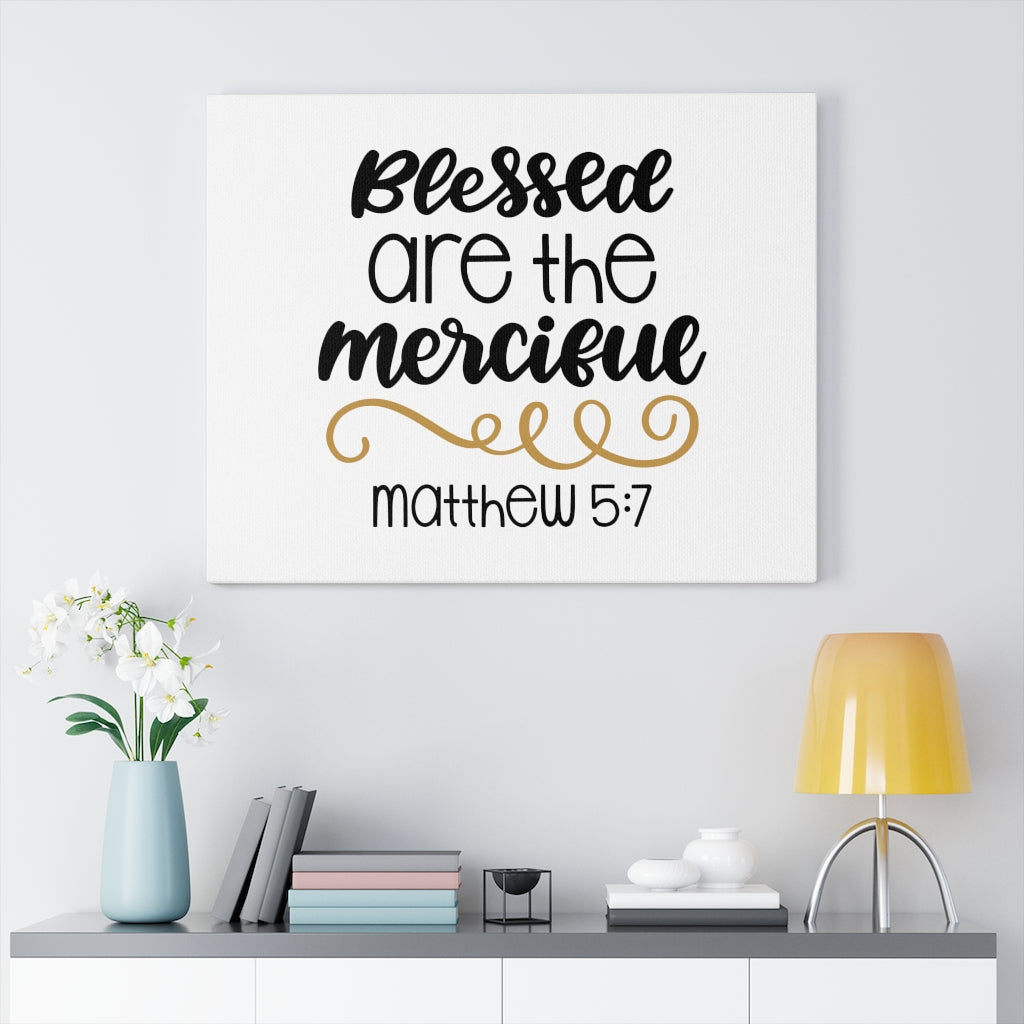 Scripture Walls Blessed Merciful Matthew 5:7 Bible Verse Canvas Christian Wall Art Ready to Hang Unframed-Express Your Love Gifts