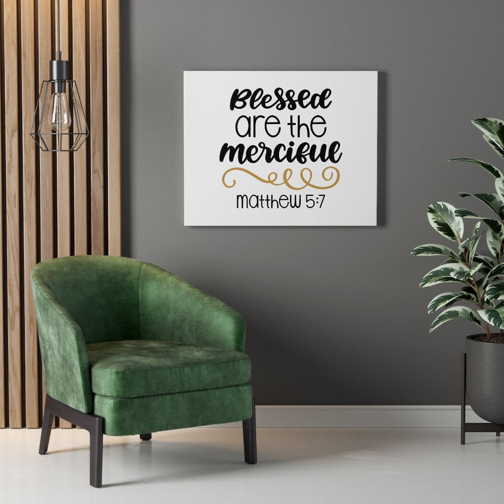 Scripture Walls Blessed Merciful Matthew 5:7 Bible Verse Canvas Christian Wall Art Ready to Hang Unframed-Express Your Love Gifts