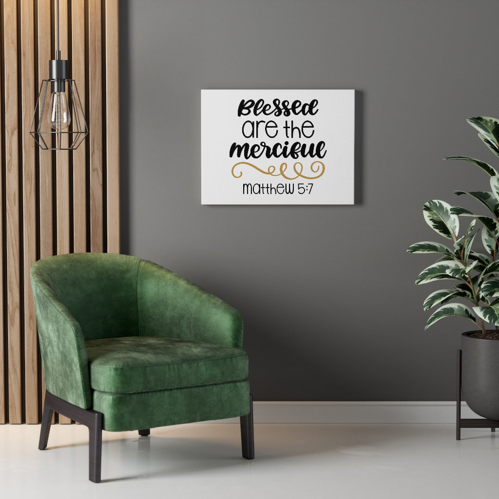 Scripture Walls Blessed Merciful Matthew 5:7 Bible Verse Canvas Christian Wall Art Ready to Hang Unframed-Express Your Love Gifts