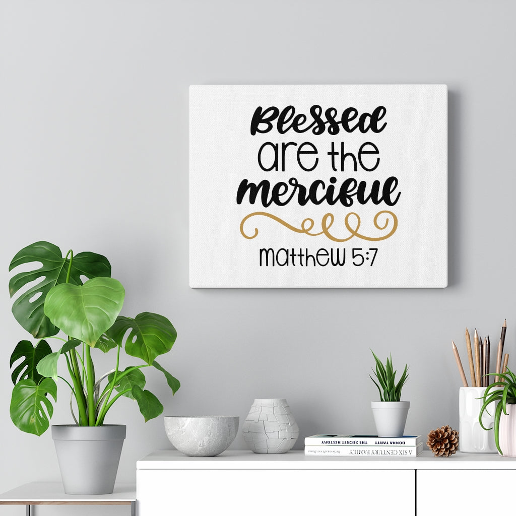 Scripture Walls Blessed Merciful Matthew 5:7 Bible Verse Canvas Christian Wall Art Ready to Hang Unframed-Express Your Love Gifts