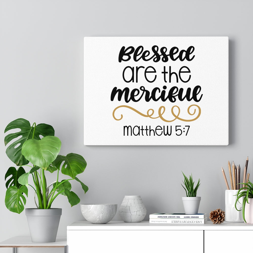 Scripture Walls Blessed Merciful Matthew 5:7 Bible Verse Canvas Christian Wall Art Ready to Hang Unframed-Express Your Love Gifts