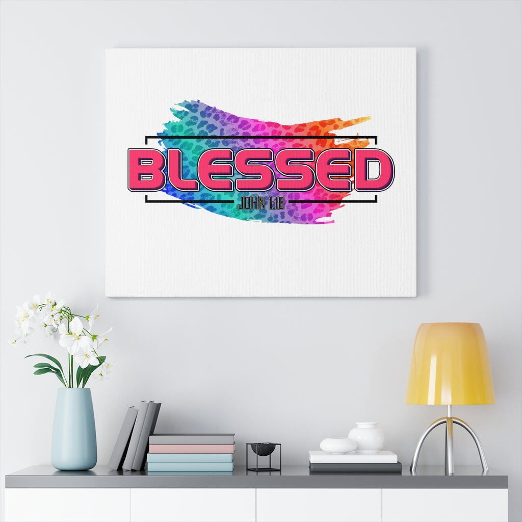 Scripture Walls Blessed Rainbow John 1:16 Bible Verse Canvas Christian Wall Art Ready to Hang Unframed-Express Your Love Gifts