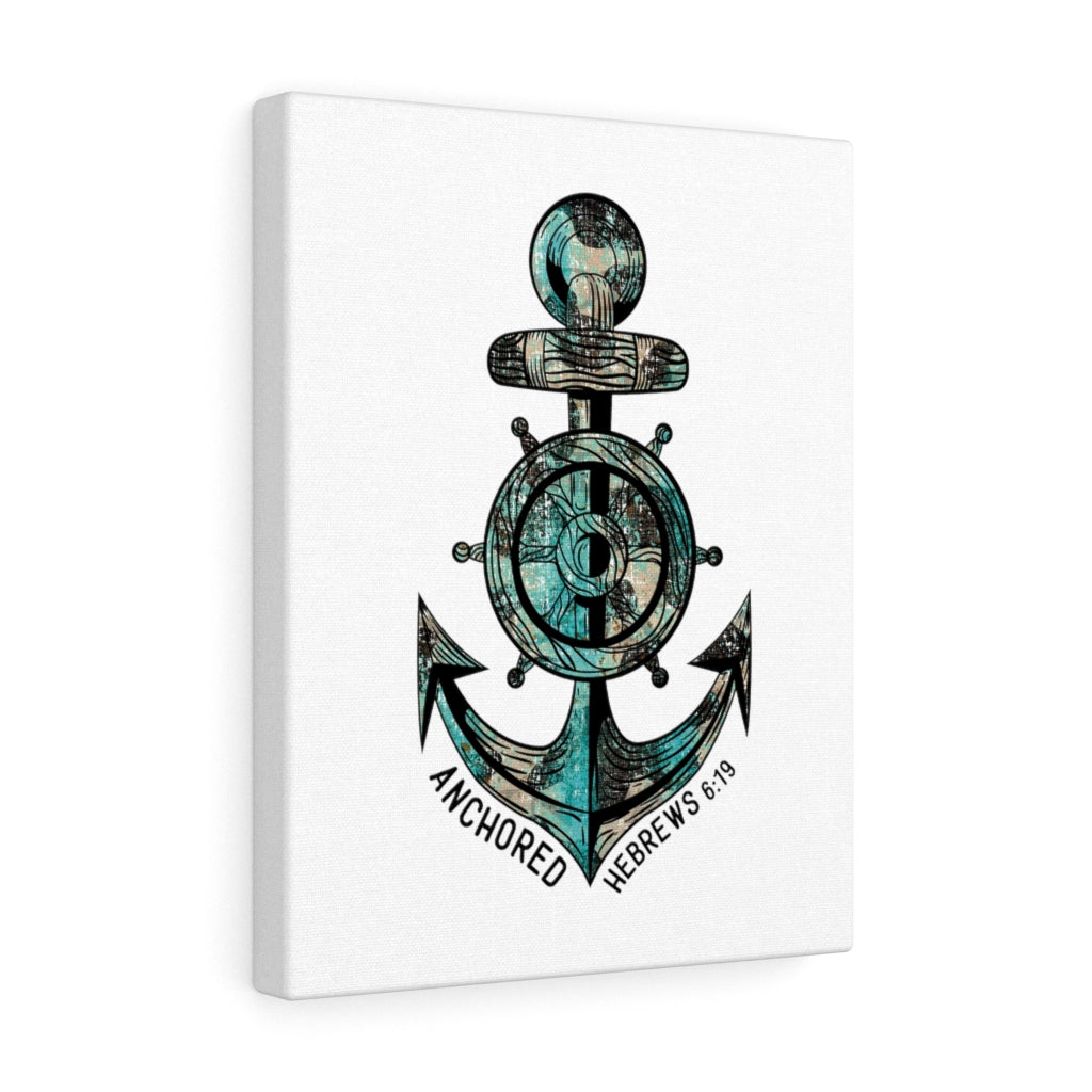 Scripture Walls Blue Anchored Hebrews 6:19 Bible Verse Canvas Christian Wall Art Ready to Hang Unframed-Express Your Love Gifts