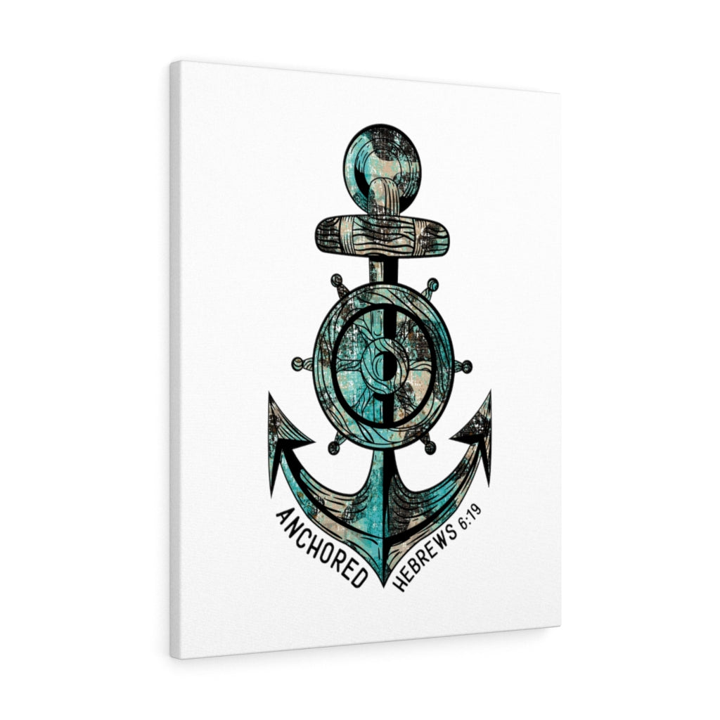 Scripture Walls Blue Anchored Hebrews 6:19 Bible Verse Canvas Christian Wall Art Ready to Hang Unframed-Express Your Love Gifts