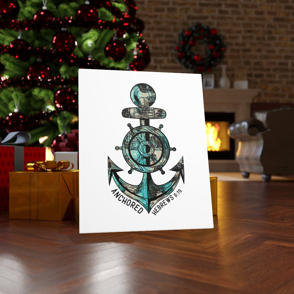 Scripture Walls Blue Anchored Hebrews 6:19 Bible Verse Canvas Christian Wall Art Ready to Hang Unframed-Express Your Love Gifts