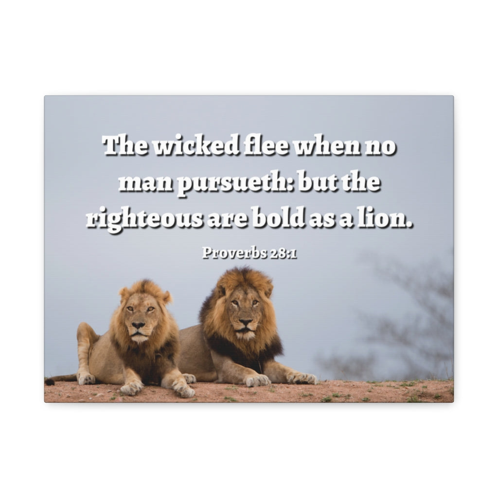 Scripture Walls Bold As A Lion Proverbs 28:1 Bible Verse Canvas Christian Wall Art Ready to Hang Unframed-Express Your Love Gifts