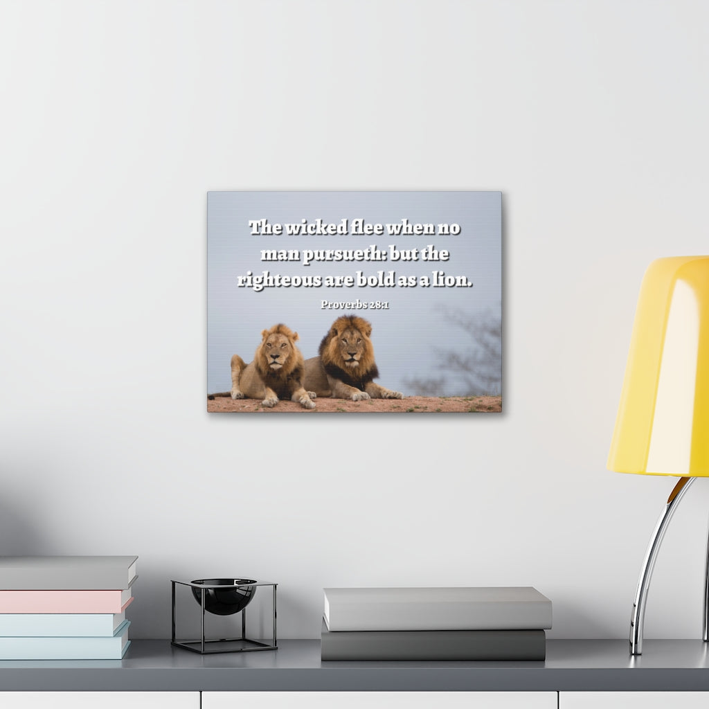 Scripture Walls Bold As A Lion Proverbs 28:1 Bible Verse Canvas Christian Wall Art Ready to Hang Unframed-Express Your Love Gifts