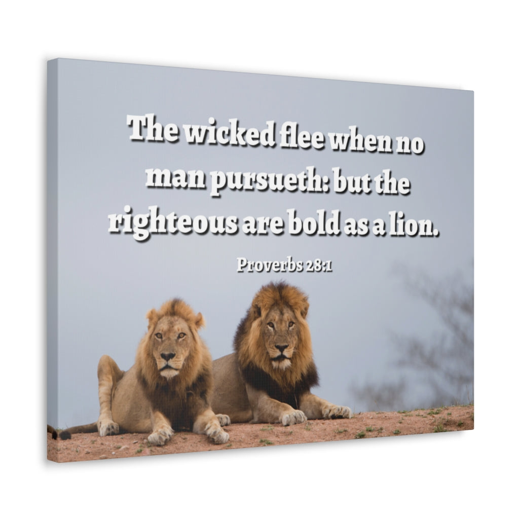 Scripture Walls Bold As A Lion Proverbs 28:1 Bible Verse Canvas Christian Wall Art Ready to Hang Unframed-Express Your Love Gifts
