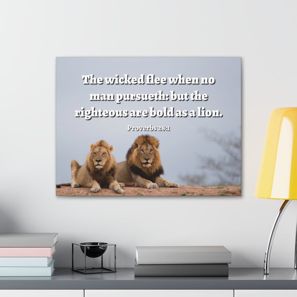 Scripture Walls Bold As A Lion Proverbs 28:1 Bible Verse Canvas Christian Wall Art Ready to Hang Unframed-Express Your Love Gifts