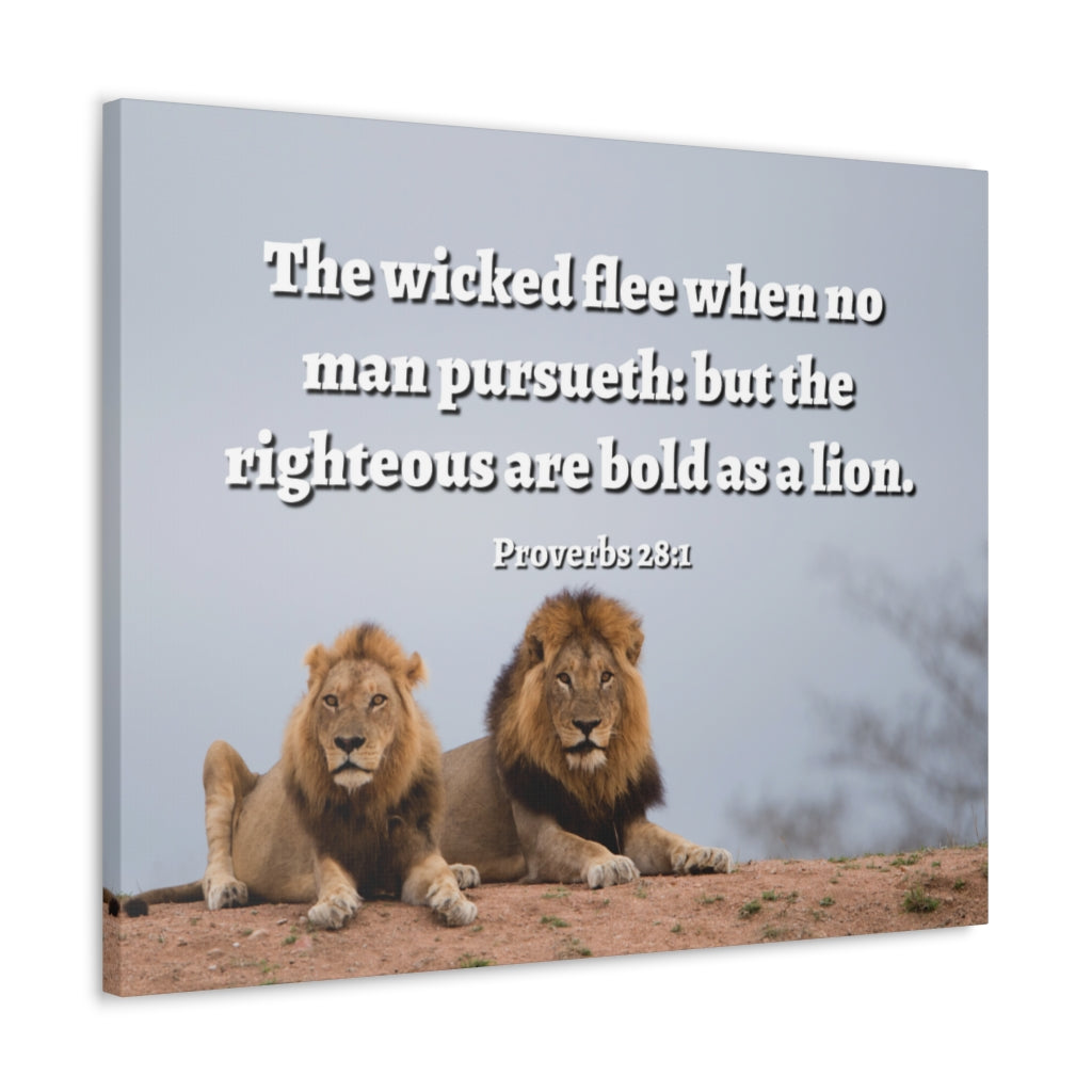 Scripture Walls Bold As A Lion Proverbs 28:1 Bible Verse Canvas Christian Wall Art Ready to Hang Unframed-Express Your Love Gifts