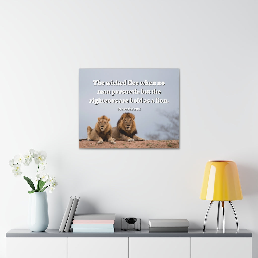 Scripture Walls Bold As A Lion Proverbs 28:1 Bible Verse Canvas Christian Wall Art Ready to Hang Unframed-Express Your Love Gifts