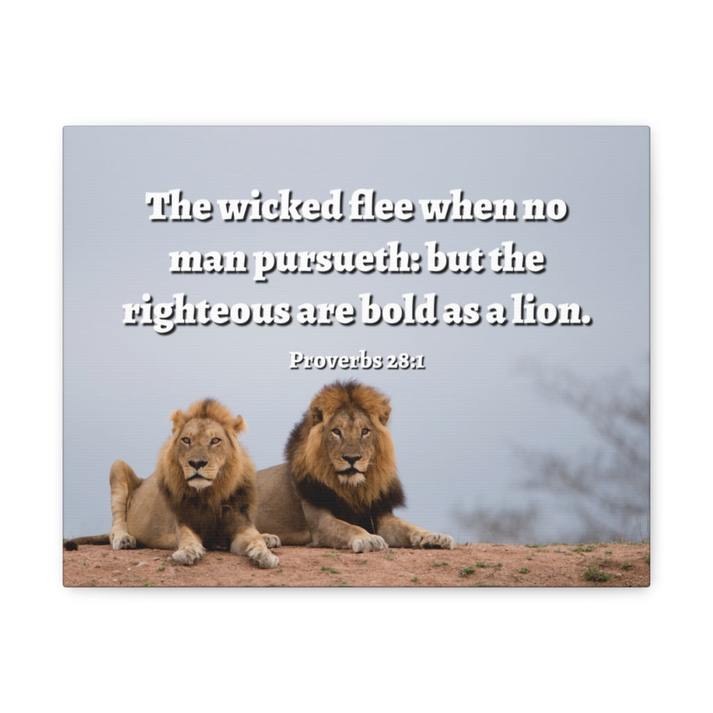 Scripture Walls Bold As A Lion Proverbs 28:1 Bible Verse Canvas Christian Wall Art Ready to Hang Unframed-Express Your Love Gifts