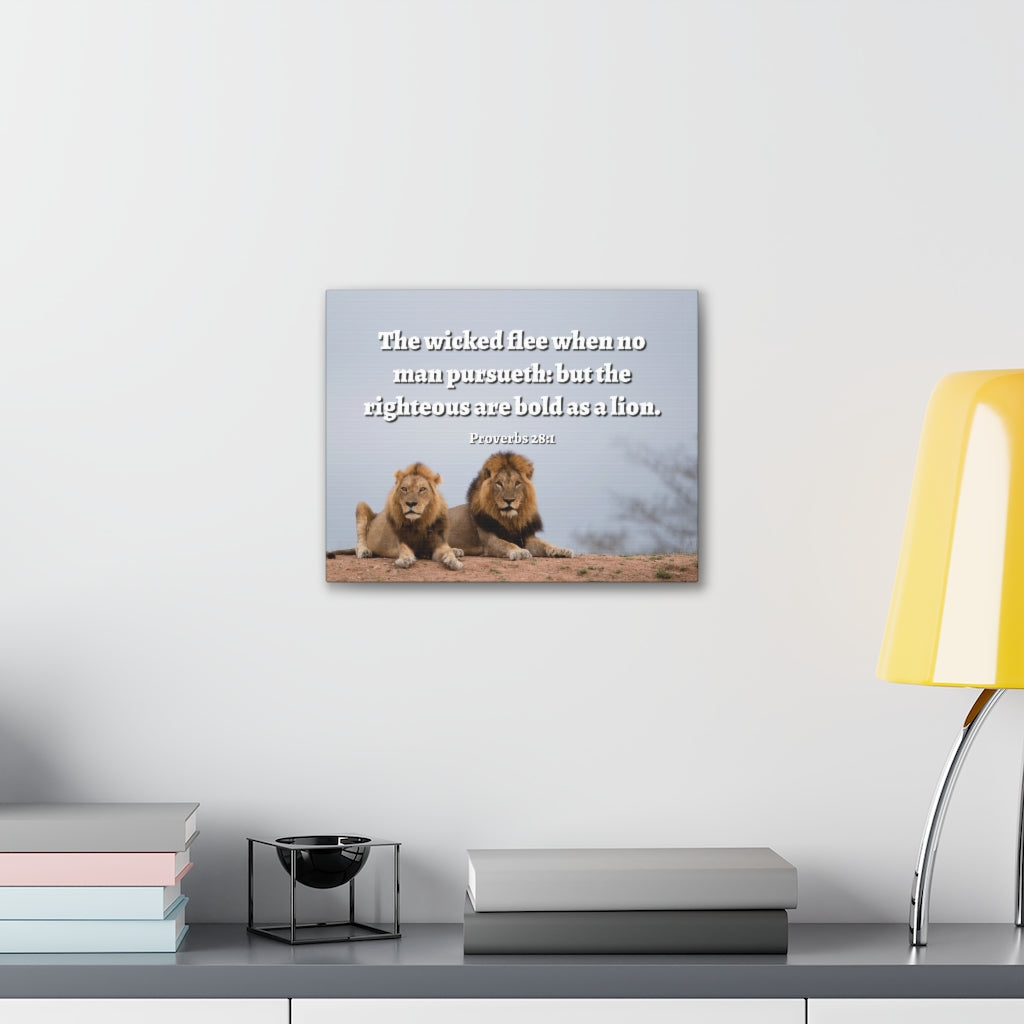 Scripture Walls Bold As A Lion Proverbs 28:1 Bible Verse Canvas Christian Wall Art Ready to Hang Unframed-Express Your Love Gifts
