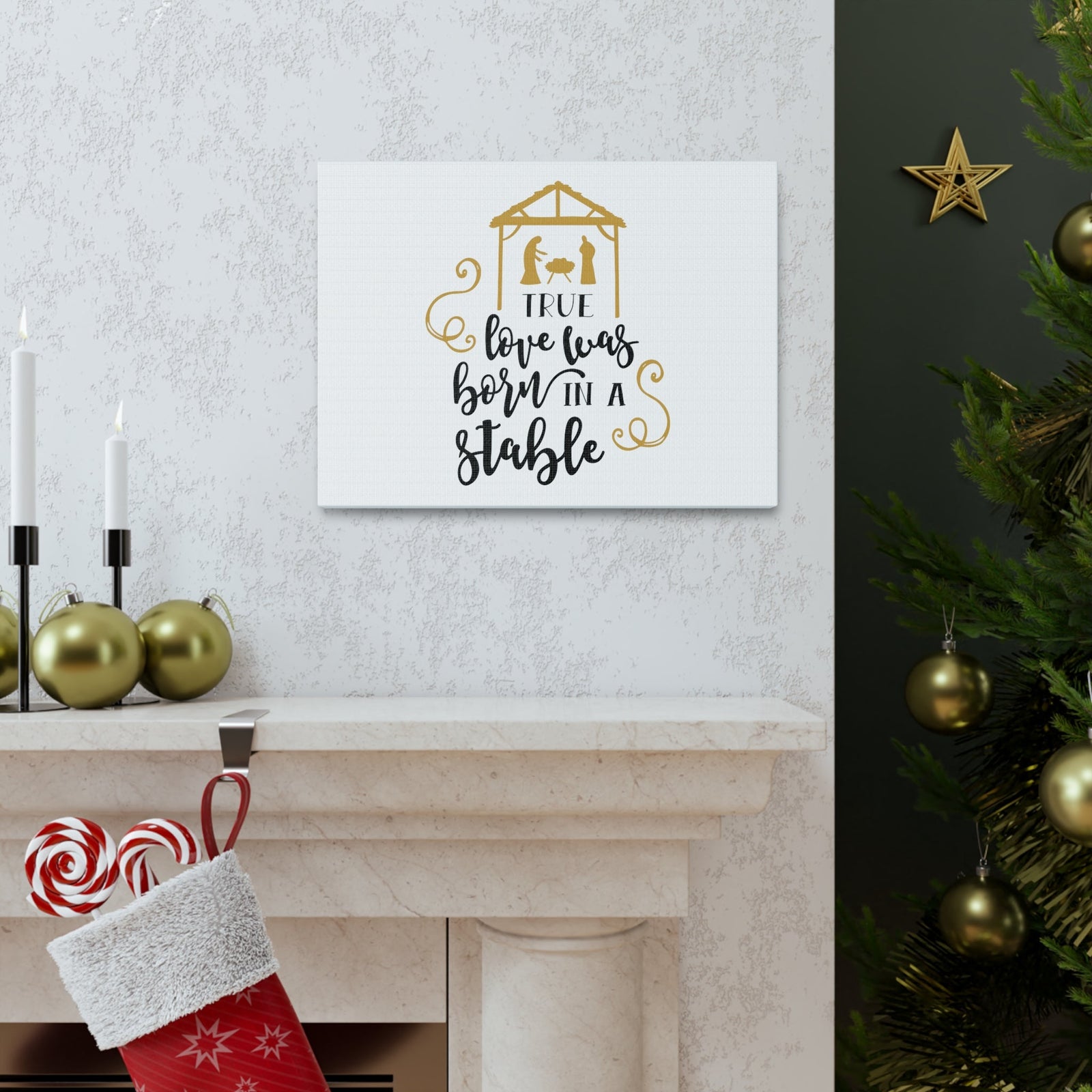 Scripture Walls Born In A Stable 1 John 4:8 Christian Wall Art Bible Verse Print Ready to Hang Unframed-Express Your Love Gifts