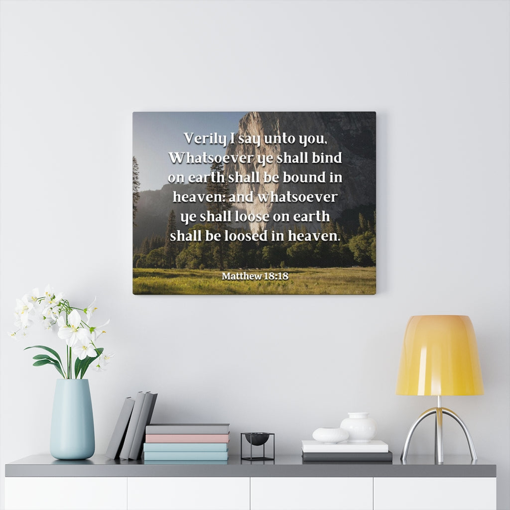 Scripture Walls Bound In Heaven Matthew 18:18 Bible Verse Canvas Christian Wall Art Ready to Hang Unframed-Express Your Love Gifts