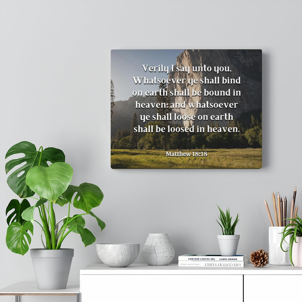 Scripture Walls Bound In Heaven Matthew 18:18 Bible Verse Canvas Christian Wall Art Ready to Hang Unframed-Express Your Love Gifts