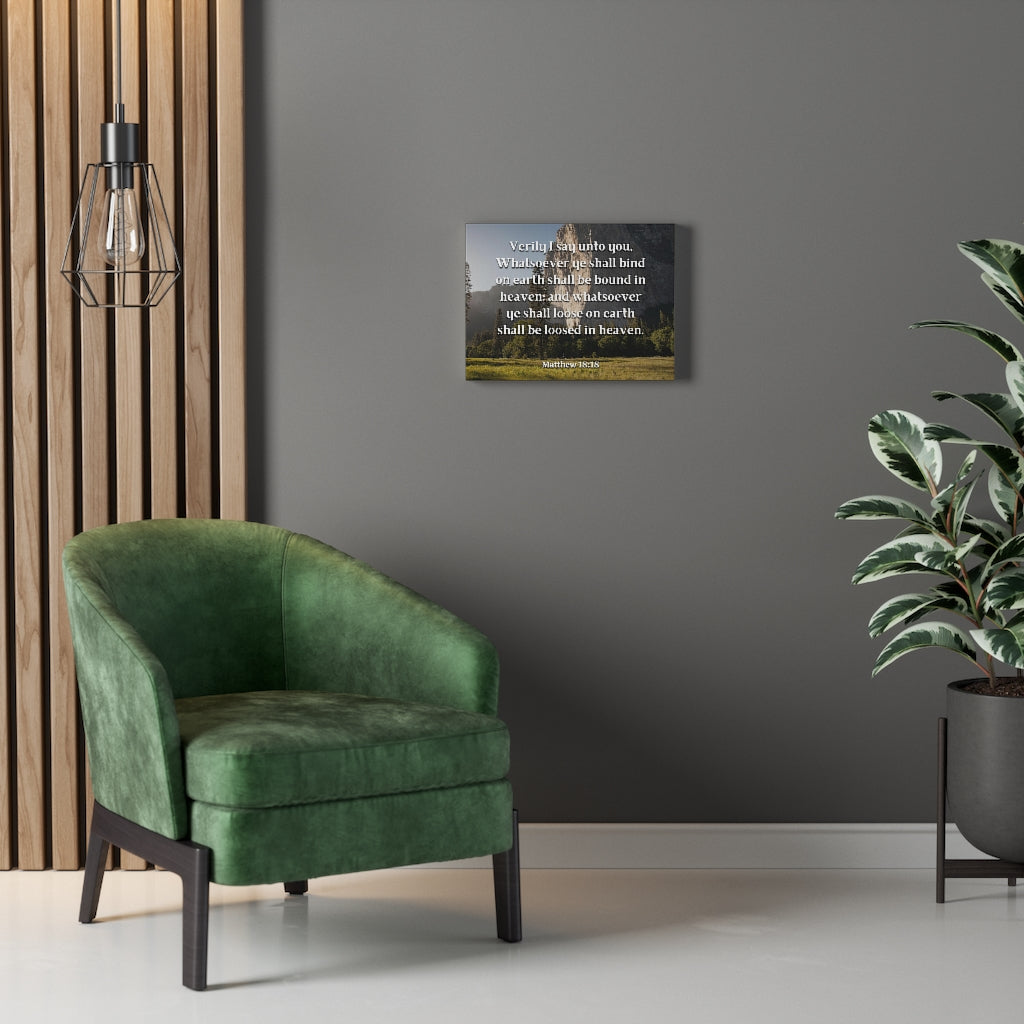 Scripture Walls Bound In Heaven Matthew 18:18 Bible Verse Canvas Christian Wall Art Ready to Hang Unframed-Express Your Love Gifts