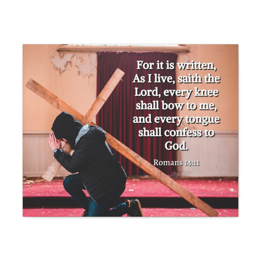 Scripture Walls Bow To Me Romans 14:11 Bible Verse Canvas Christian Wall Art Ready to Hang Unframed-Express Your Love Gifts