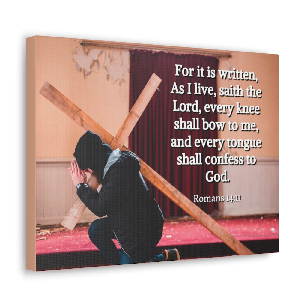 Scripture Walls Bow To Me Romans 14:11 Bible Verse Canvas Christian Wall Art Ready to Hang Unframed-Express Your Love Gifts