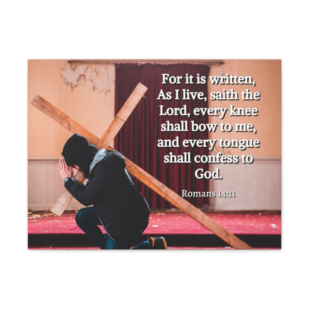 Scripture Walls Bow To Me Romans 14:11 Bible Verse Canvas Christian Wall Art Ready to Hang Unframed-Express Your Love Gifts