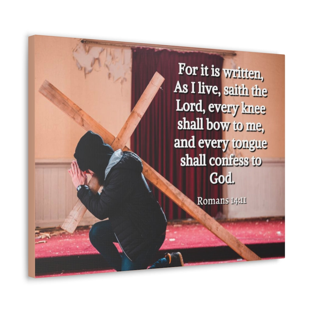 Scripture Walls Bow To Me Romans 14:11 Bible Verse Canvas Christian Wall Art Ready to Hang Unframed-Express Your Love Gifts