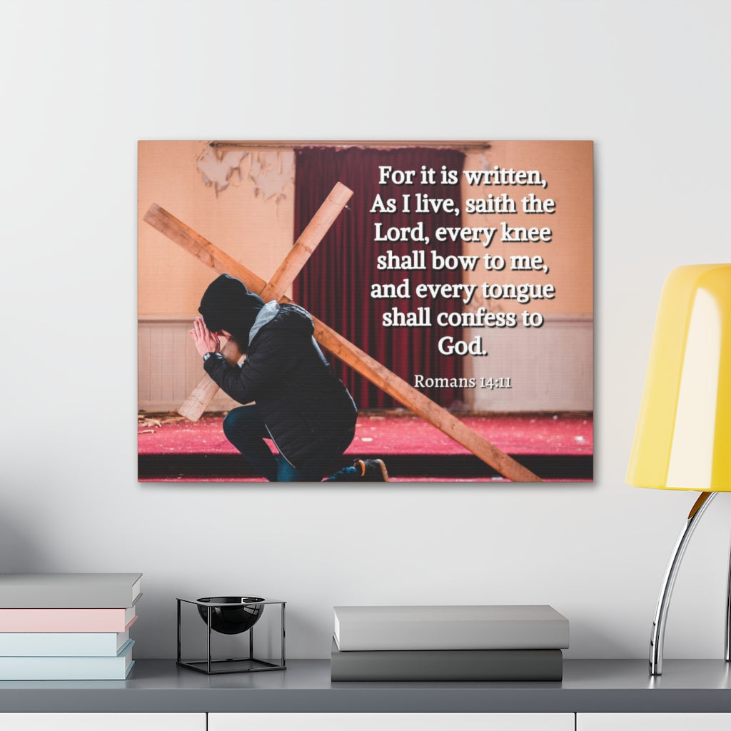 Scripture Walls Bow To Me Romans 14:11 Bible Verse Canvas Christian Wall Art Ready to Hang Unframed-Express Your Love Gifts