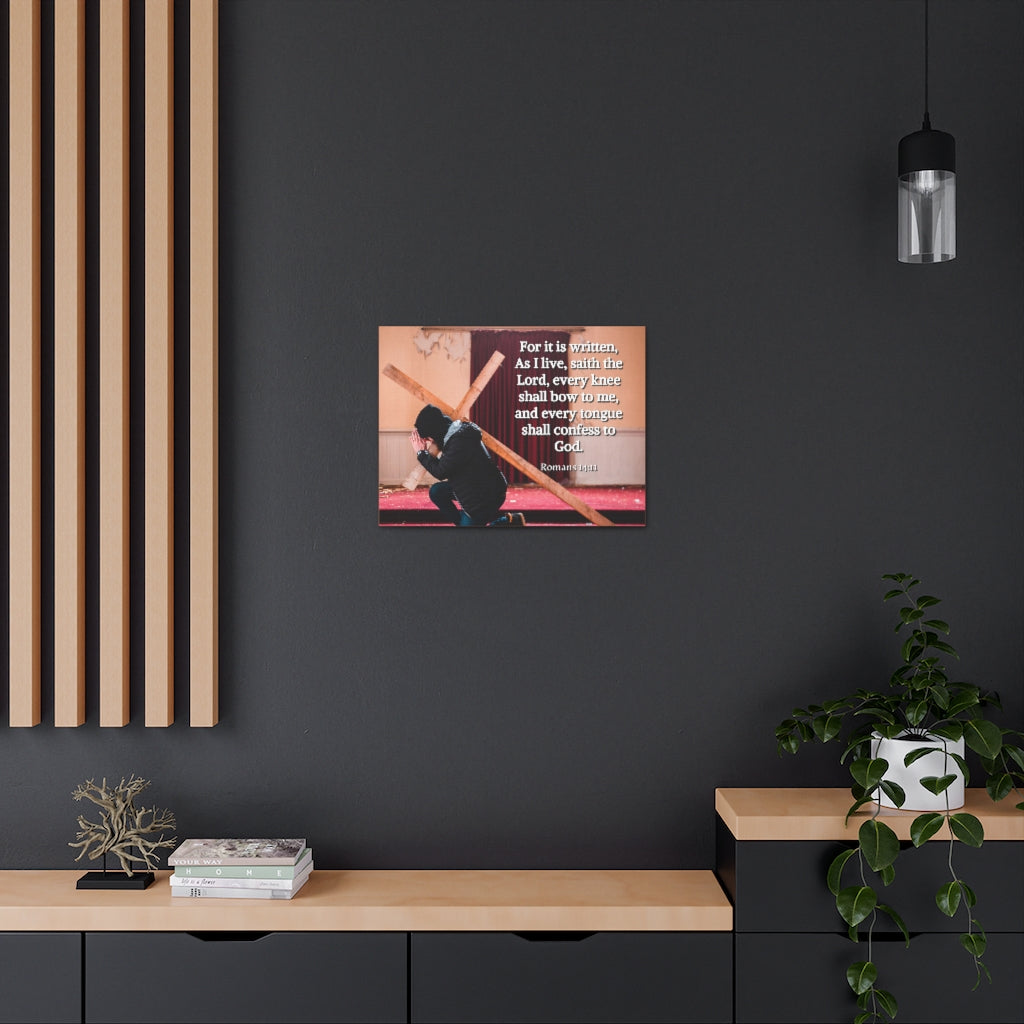 Scripture Walls Bow To Me Romans 14:11 Bible Verse Canvas Christian Wall Art Ready to Hang Unframed-Express Your Love Gifts