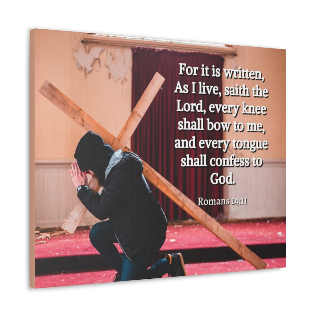 Scripture Walls Bow To Me Romans 14:11 Bible Verse Canvas Christian Wall Art Ready to Hang Unframed-Express Your Love Gifts