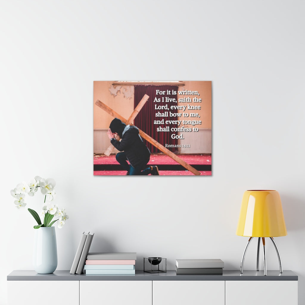 Scripture Walls Bow To Me Romans 14:11 Bible Verse Canvas Christian Wall Art Ready to Hang Unframed-Express Your Love Gifts