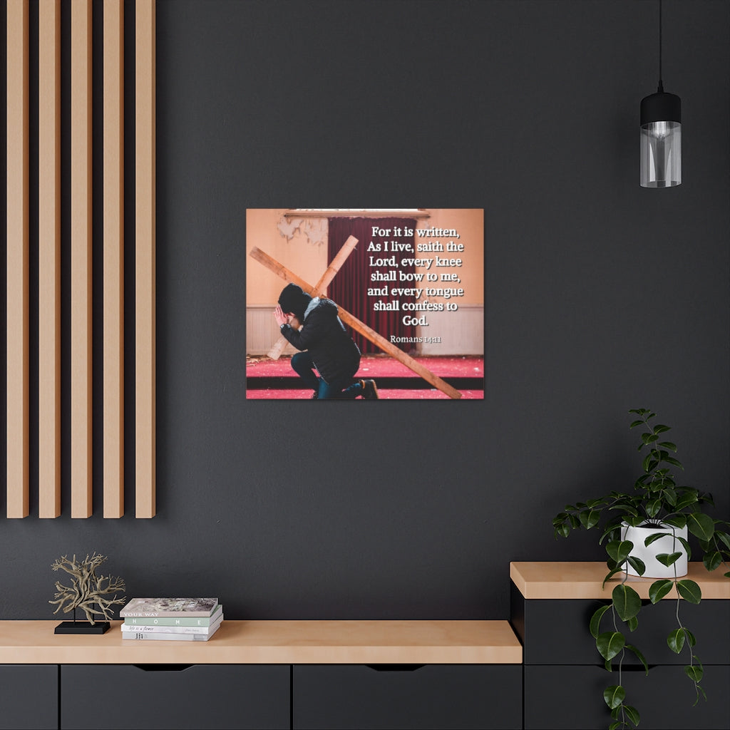 Scripture Walls Bow To Me Romans 14:11 Bible Verse Canvas Christian Wall Art Ready to Hang Unframed-Express Your Love Gifts