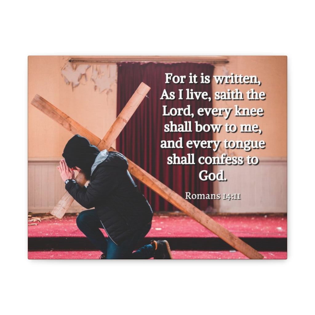 Scripture Walls Bow To Me Romans 14:11 Bible Verse Canvas Christian Wall Art Ready to Hang Unframed-Express Your Love Gifts