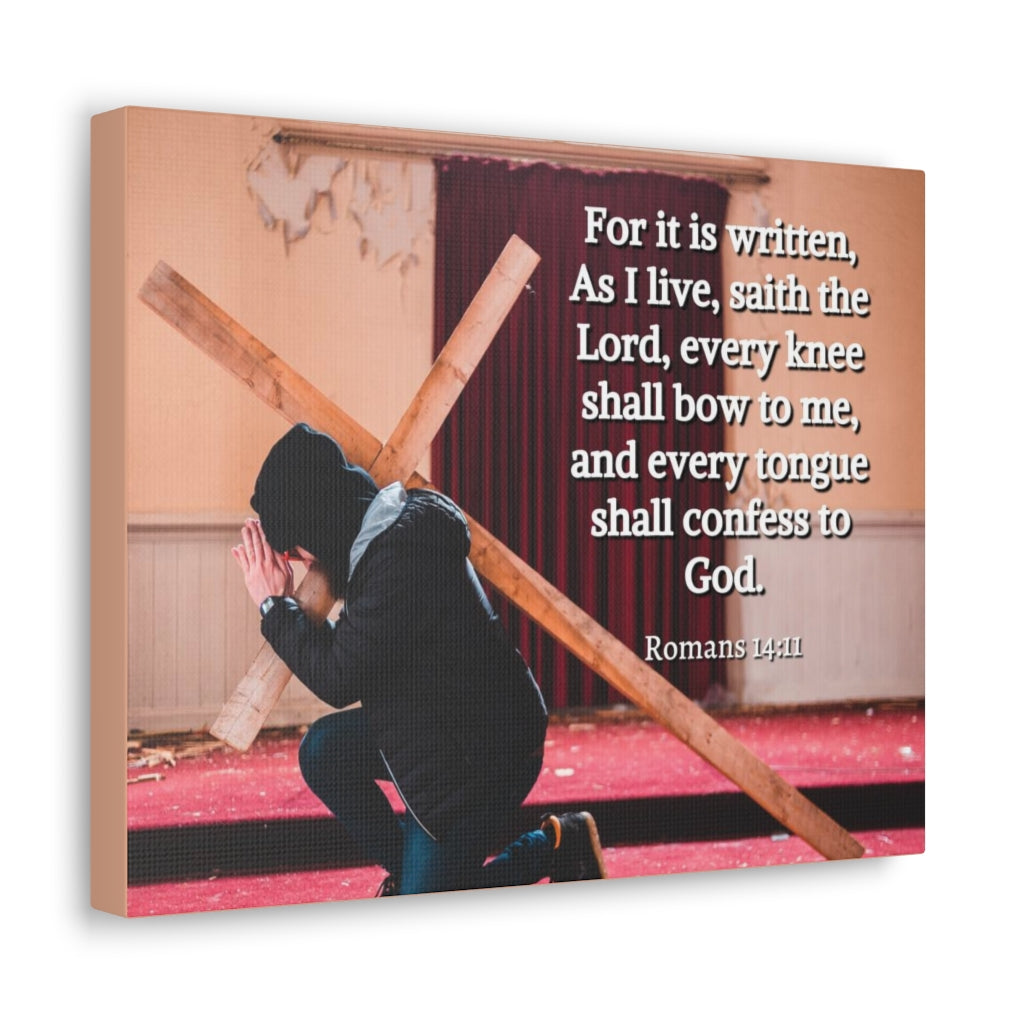 Scripture Walls Bow To Me Romans 14:11 Bible Verse Canvas Christian Wall Art Ready to Hang Unframed-Express Your Love Gifts
